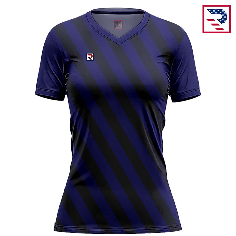 Women's Soccer Uniform Slanted Sublimation - Navy Blue - Image 3