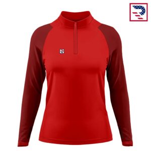 Soccer Women's Half Zipper Jacket - Red