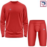 Men's Bodysuit Full Sleeves Shirts and Shorts - Red