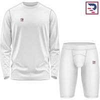 Men's Bodysuit Full Sleeves Shirts and Shorts - White