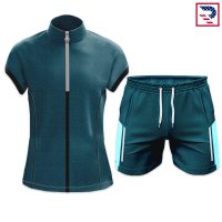 Women's Fitness Wear Shirt and Short - Blue Melange