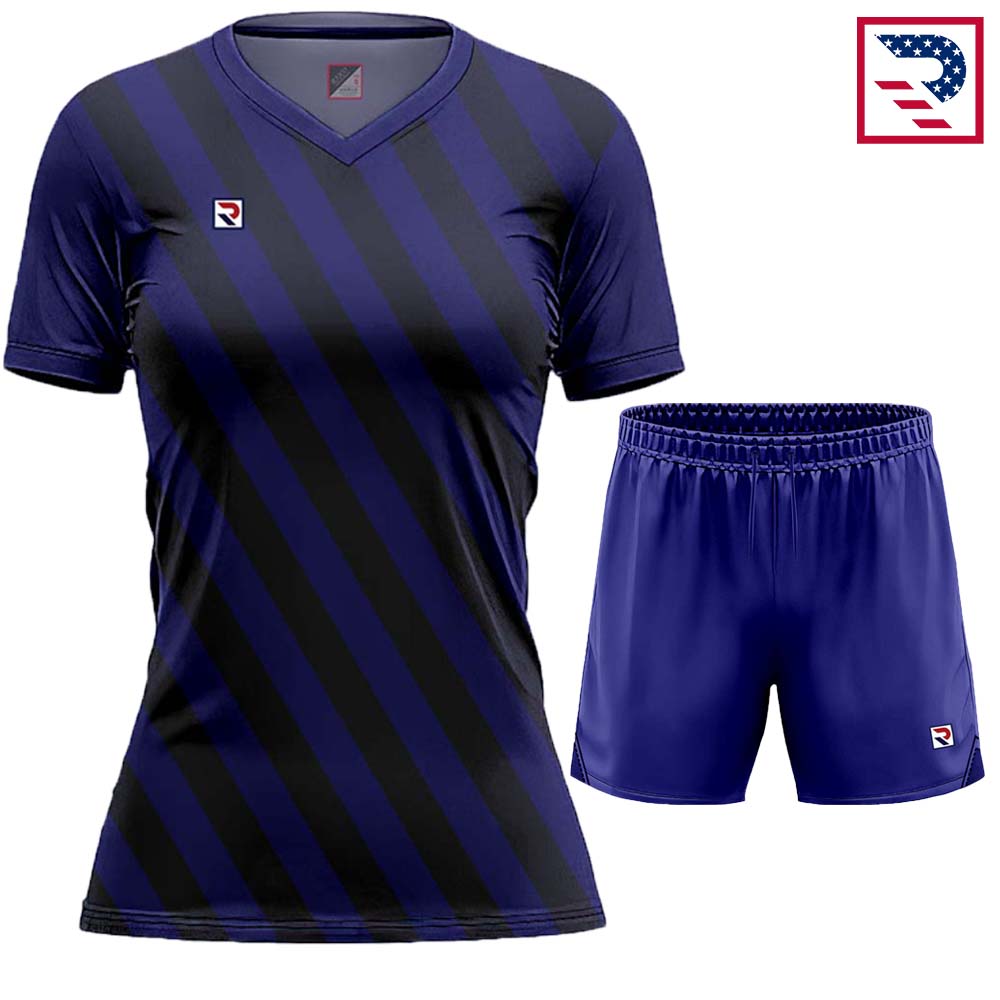 Women's Soccer Uniform Slanted Sublimation - Navy Blue