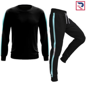 Tracksuit For Men - Fitness Wear Black/Cyan
