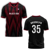 Soccer V Neck Jersey Black and Red